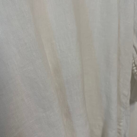 Italian White Linen 3/4 Sleeve Peasant Blouse - Picture 3 of 8